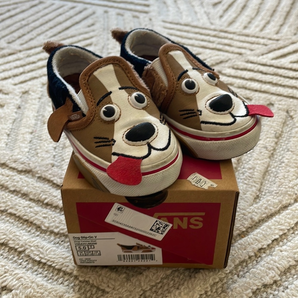 Vans dog slip ons toddler size 5